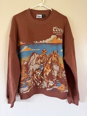 Coors Banquet Beer Brown Graphic Crewneck Sweatshirt